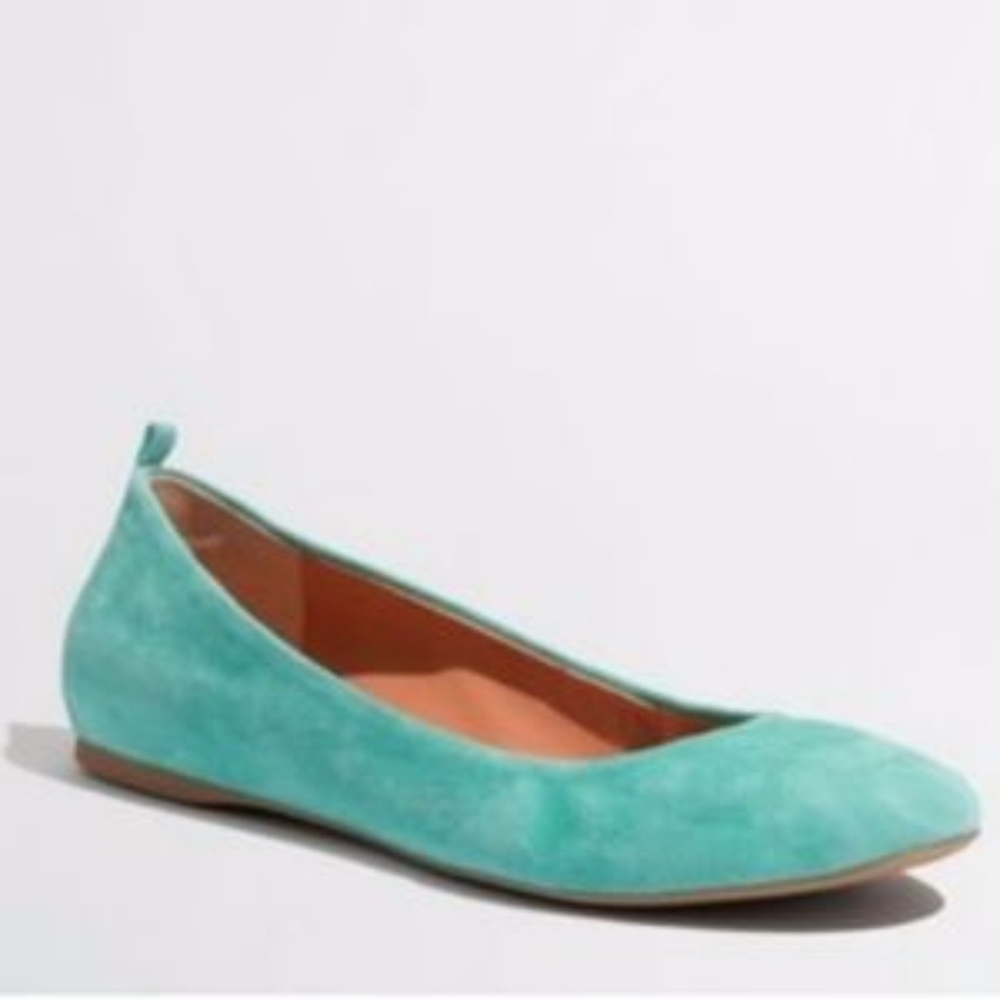 J.Crew Teal Suede Ballet Flats